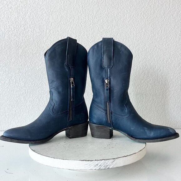 Lane PLAIN JANE Womens Cowboy Midi Boots 5 Blue Western Cowgirl Short Boot - Picture 8 of 13